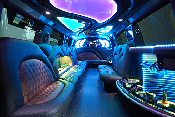 Interior of a fun party bus in Miami
