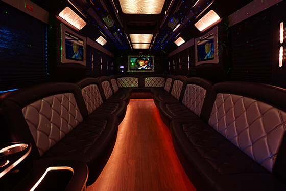 surround sound system on a party bus