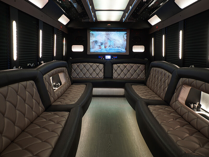 28 passenger party bus interior
